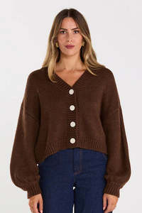 THING THING HUDDLE CARDIGAN - CHOCOLATE