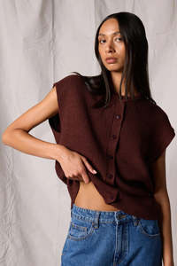 SILENT THEORY ELARA VEST TOP - CHERRY
