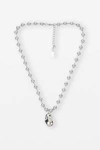 STELLA + GEMMA NECKLACE - SILVER CHUNKY NUGGET PENDENT