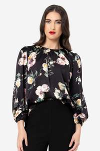 Vogue Tops: LEILA + LUCA LORENZA BLOUSE - INK BLOOM