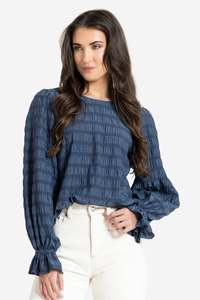 Vogue Tops: SEEKING LOLA HARPER TOP - NAVY