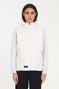HUFFER CLASSIC DOWN VEST - HERRINGBONE CHALK