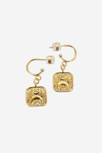 PENNY FOGGO GOLD SQUARE MOON HALF HOOPS