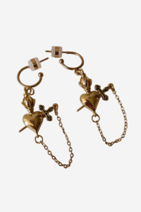 Jewellery: PENNY FOGGO GOLD SWORD AND CHAIN HALF HOOPS