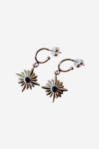 PENNY FOGGO SILVER STAR AND BLUE GLASS HALF HOOPS