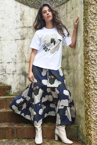 Vogue Skirts: COOP TIER FACTOR SKIRT - NAVY FLORAL