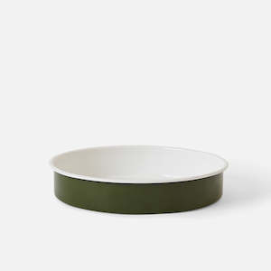 Enamelware: ENAMEL ROUND BAKING TRAY | OLIVE