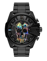 Mens Watches: Diesel Mega Chief SKULL RAINBOW Black Dial Men's Watch DZ4582