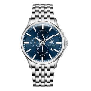 Mens Watches: Beverly Hills Polo Club Dual Time Blue Dial Silver Date Watch BP3852X.390