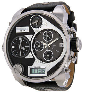 Diesel: Diesel SBA Analog-Digital Display Leather Chronograph Men's Watch DZ7125
