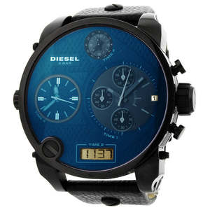 Diesel: Diesel SBA Chronograph Blue/Black Dial Analog Digital Iridescent Men's Watch DZ7127