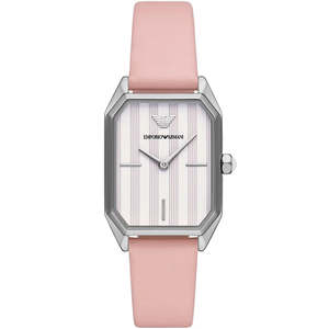 Emporio Armani Classic Rectangle Pink Genuine Leather Women's Watch - AR11207