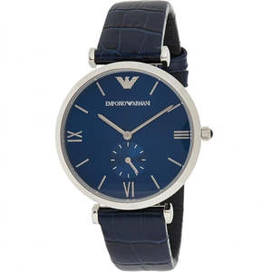 Emporio Armani Gianni T-Bar Navy Blue Genuine Leather Men's Watch - AR11300