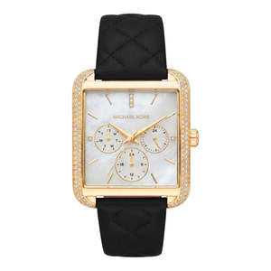Michael Kors Drew Quartz MOP Dial and Black Leather Strap Women's Watch - MK2769