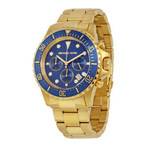 Michael Kors Mens Watches: Michael Kors Everest Chronograph Navy Dial Gold-tone Men's Watch MK8267
