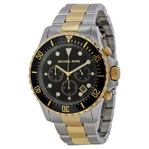 Michael Kors Mens Watches: Michael Kors Everest Oversized Chronograph Black Dial Two-tone Men's Watch MK8311