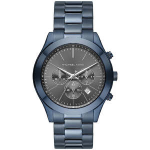 Michael Kors Mens Watches: Michael Kors Slim Runway Chronograph Grey Dial Blue Men's Watch - MK8918