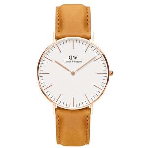 Daniel Wellington Watches: Daniel Wellington Durham 36mm Brown Genuine Leather Gold Watch - DW00100111