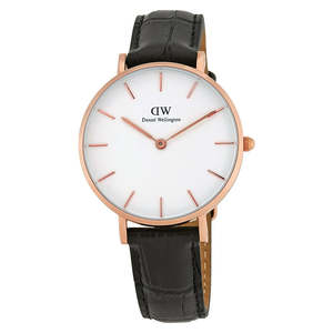 Daniel Wellington Reading 32mm White Dial Black Genuine Leather Women's Gol&hellip;