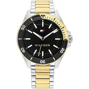 Tommy Hilfiger: Tommy Hilfiger Baker Black Dial Two-tone Men's Watch - 1792013