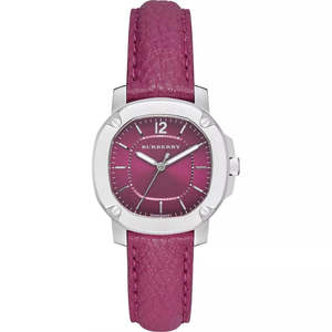 Burberry Womens Watches: Burberry The Britain Brushed Case Magenta Pink Dial Pink Leather BBY1715