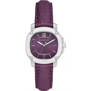 Burberry The Britain Maroon Sunray Dial Maroon Leather Strap BBY1714