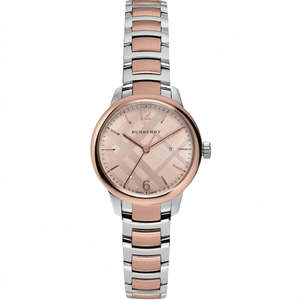 Burberry Womens Watches: Burberry The Classic Two-Tone Bezel Rose Dial Silver & Rose Gold Steel Women's Watch Watch BU10117