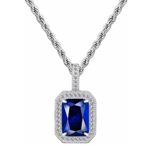 Big Daddy Blue Sapphire Iced Out Pendant