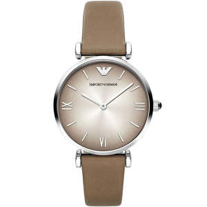 Emporio Armani Gianni T-Bar Beige Genuine Leather Women's Watch - AR1768