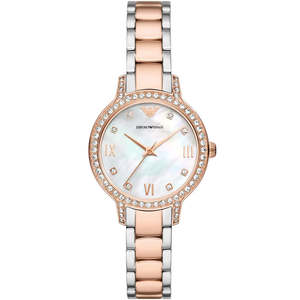 Emporio Armani Cleo White MOP Dial Two-tone Women's Watch - AR11499