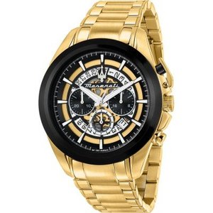 Maserati Traguardo Chronograph Black and Gold Skeleton Dial Gold Stainless Steel&hellip;