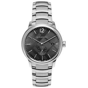 Burberry The Classic Engraved Check Grey Dial Silver Stainless Steel Men's &hellip;