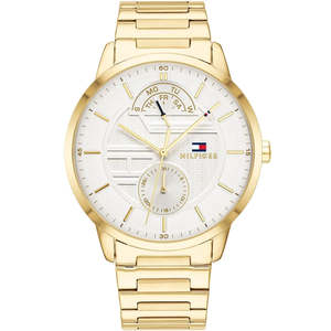 Tommy Hilfiger Hunter Multi function White Dial Gold Men's Watch - 1791609