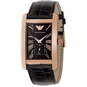Emporio Armani: Emporio Armani Classic Black Dial Black Leather Strap Watch For Women AR0169