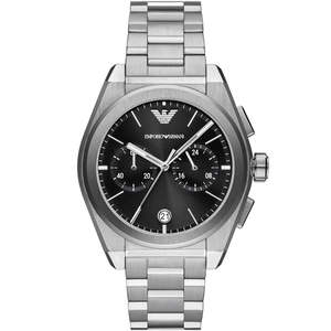 Emporio Armani Mens Watches: Emporio Armani Federico Chronograph Black Dial Silver Men's Watch - AR11560