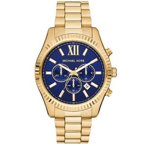 Michael Kors Mens Watches: Michael Kors Oversized Lexington Blue Dial Multifunction Gold Men's Watch - MK9153