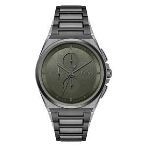 Hugo Boss Steer Chronograph Grey Dial Grey Steel Strap Watch For Men - 1514045