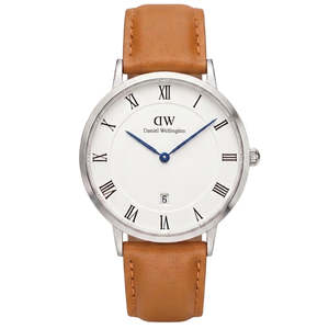 Daniel Wellington Dapper Durham 38mm White Dial Brown Genuine Leather Silver Dat&hellip;