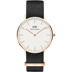 Daniel Wellington Womens Watches: Daniel Wellington Classic Cornwall 36mm White Dial Black Gold Watch - DW00100259