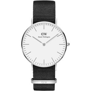 Daniel Wellington Classic Cornwall 36mm White Dial Black Nylon Strap Silver Watc&hellip;