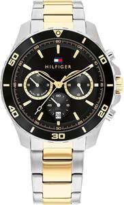 Tommy Hilfiger: Tommy Hilfiger Two-Tone Steel Black Dial Multi-function Men's Watch - 1792095