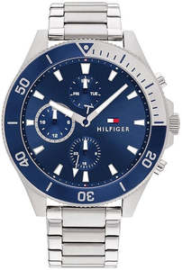 Tommy Hilfiger Larson Chronograph Blue Dial Silver Steel Strap Men Watch - 1791917
