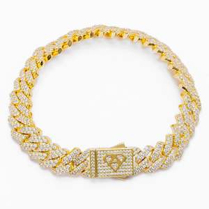 Summer Sale: Big Daddy 14MM Full Iced Out Cuban Gold Bracelet 8 Inch (Defect)