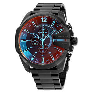 Diesel: Diesel Mega Chief Black Ion-plated Stainless Steel Men's Watch DZ4318