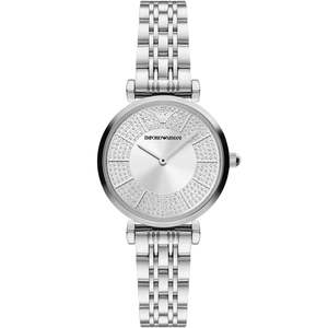 Emporio Armani Gianni T-Bar Sunray Silver Crystal Silver Women's Watch - AR11445