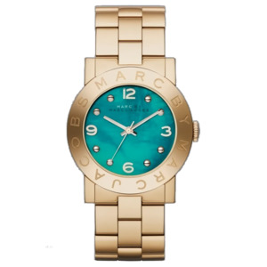 Marc By Marc Jacobs: Marc By Marc Jacobs Amy Turquoise Dial Gold Plated Watch MBM8624