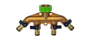 Valves: Brass 4 Way Tap Adaptor - Click On