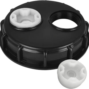 IBC Tote Lid with Removable White Threaded Caps