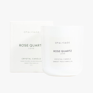 Opal Sage: Rose Quartz Crystal Candle | LOVE
