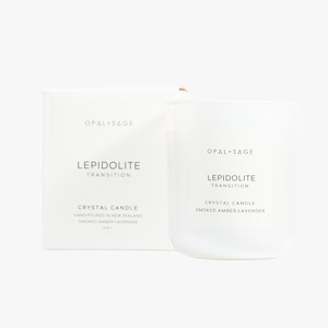 Opal Sage: Lepidolite Crystal Candle | TRANSITION